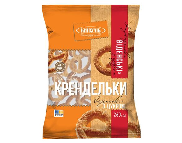 Печиво хрустке КИЇВХЛІБ Крендельки віденські з цукром 260 г Аврора відгуки