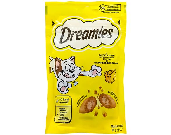 Ласощі для котів DREAMIES Сир, лосось + котяча м'ята 60 г х 3 шт/уп. Аврора картинка 3 вартість