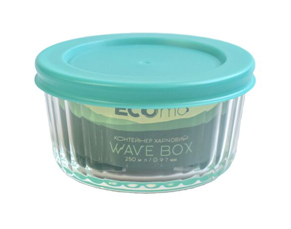 Контейнер харчовий скляний круглий ECOMO WAVE BOX прозорий 250 мл Аврора дешево