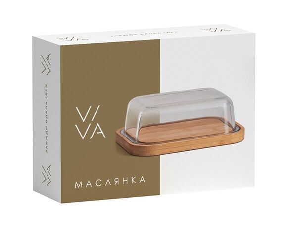 Маслянка кухонна зі скляною кришкою VIVA BAMBOO 14х18,5 см Аврора картинка 2 ціна