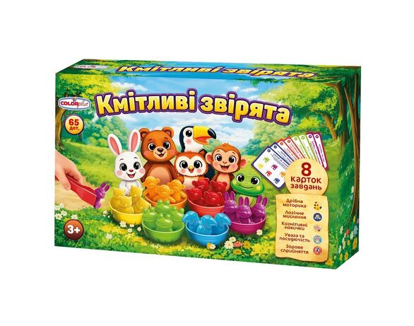 Гра настільна дитяча розвиваюча COLORPLAST Кмітливі звірята в інтернет-магазині Аврора