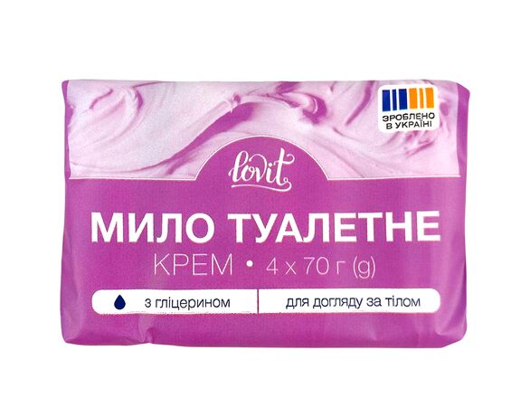 Мило туалетне тверде Lovit Крем 280 г Аврора фото