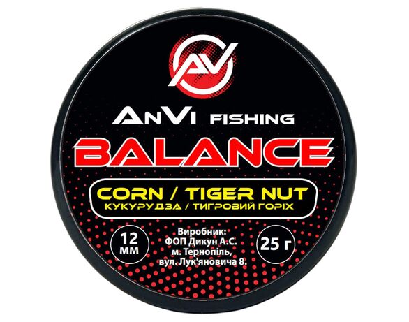 Насадка для риболовлі AnVi Fishing Баланс Кукурудза, тигровий горіх 12 мм, 25 г Аврора недорого