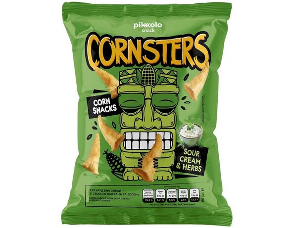 Снеки кукурудзяні CORNSTERS зі смаком сметана, зелень 60 г Аврора ціна