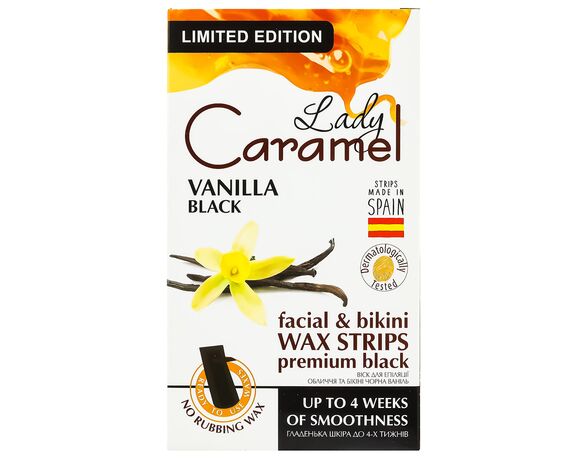 Смужки воскові для епіляції обличчя, бікіні Lady Caramel Чорна ваніль 12 шт/уп. Аврора фото