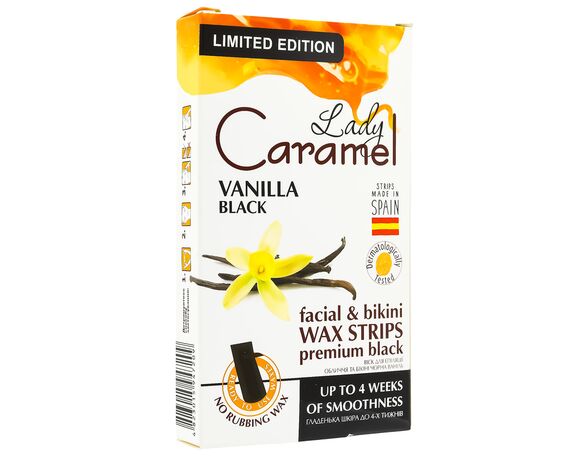 Смужки воскові для епіляції обличчя, бікіні Lady Caramel Чорна ваніль 12 шт/уп. Аврора картинка 2 купити
