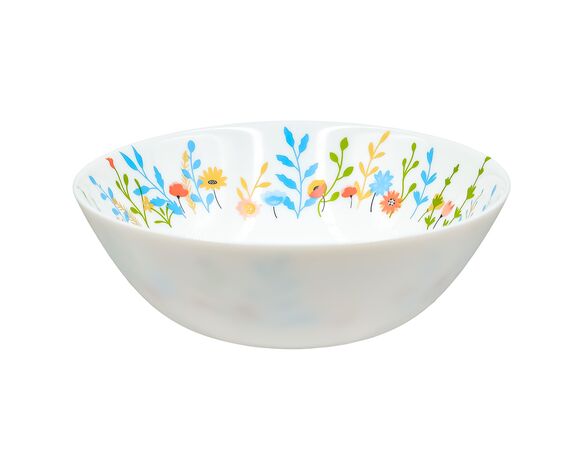 Салатник скляний Flowers білий з малюнком d=16 см Аврора недорого