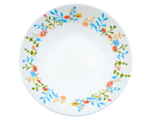 Салатник скляний Flowers білий з малюнком d=16 см Аврора картинка 2 фото