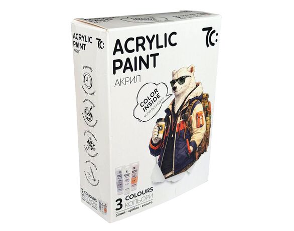 Набір фарб акрилових 7C: в тюбиках 60мл х 3 шт/уп Аврора картинка 3 відгуки