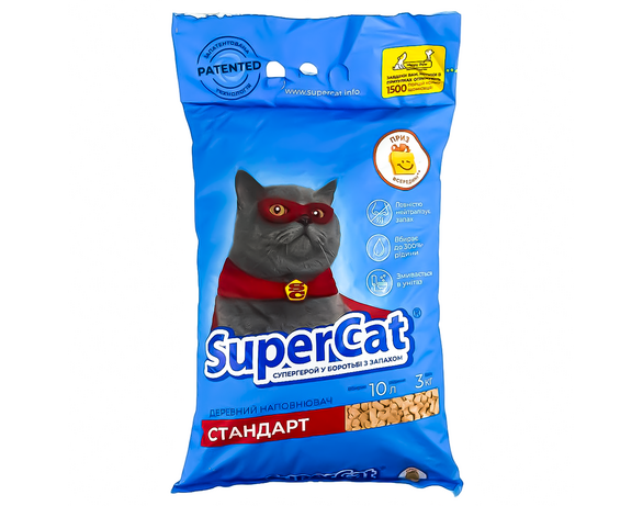 Наповнювач для котячого туалету деревина Super Cat Стандарт 3 кг Аврора фото