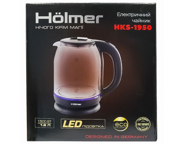 Чайник електричний скляний Holmer HKS-1950 1,8 л 1500 Вт Аврора картинка 6 з доставкою