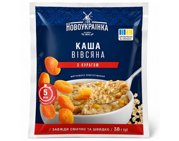 Каша вівсяна миттєвого приготування Новоукраїнка з курагою 38 г Аврора дешево
