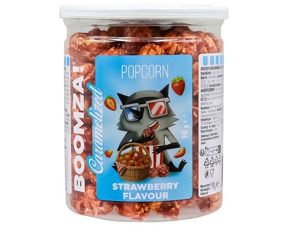 Попкорн карамелізований BOOMZA Strawberry, ПЕТ 90 г Аврора фото