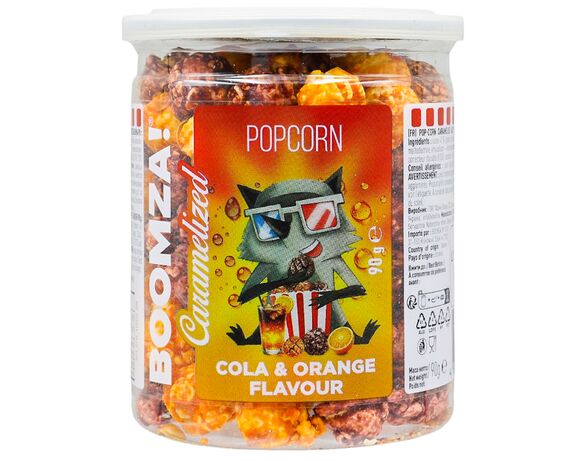 Попкорн карамелізований BOOMZA Cola&Orange, ПЕТ 90 г Аврора з доставкою