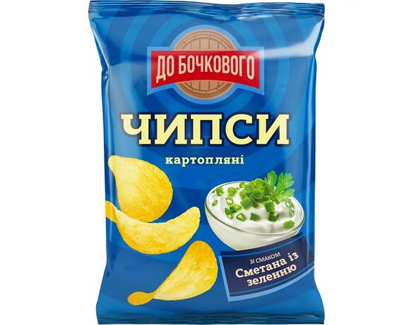 Чипси картопляні ДО БОЧКОВОГО зі смаком сметани, зелені 100 г Аврора купити
