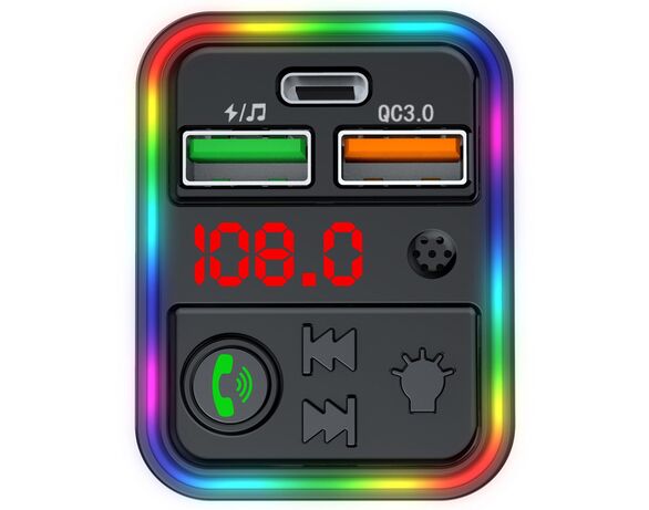 Трансмітер бездротовий автоматичний HAVIT FM821BT USB-A+USB-C чорний Аврора картинка 3 ціна