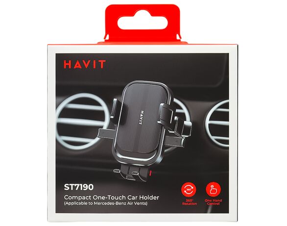 Тримач для телефону автоматичний на вентиляційну решітку HAVIT ST7190 чорний картинка 6 в інтернет-магазині Аврора