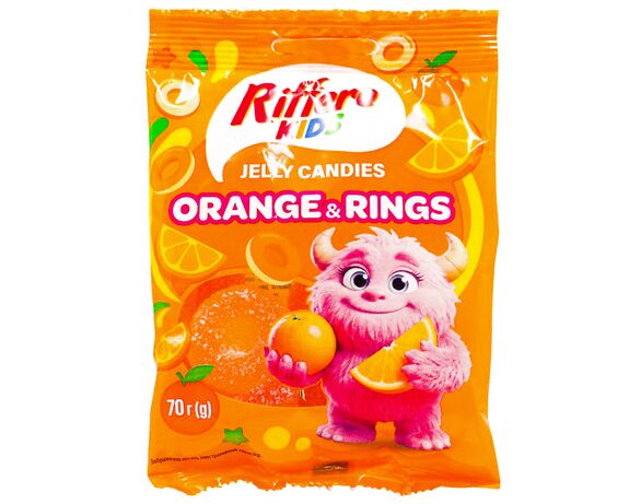 Цукерки желейні Riffero Kids Orange&Rings 70 г Аврора вартість