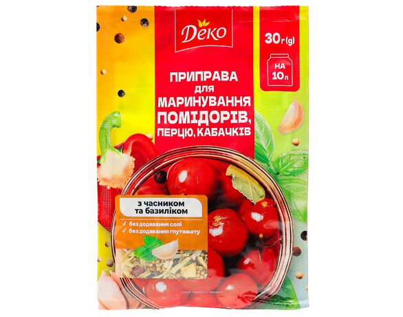 Приправа для маринування помідорів, перцю, кабачків ДЕКО на 10 л, 30 г в Аврорі