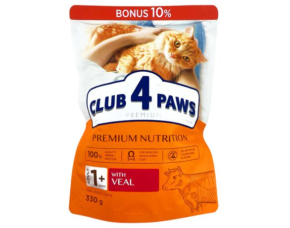 Корм для котів CLUB 4 PAWS Premium Телятина 0,33 кг картинка 4 в Аврорі