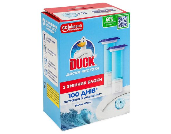 Набір змінних блоків для унітазу гелевих Duck Диски Морська свіжість 2х36 мл Аврора фото