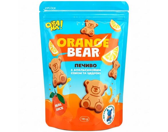 Печиво цукрове ОБА НА! Orange bear з апельсиновим соком, цедрою 185 г в інтернет-магазині Аврора