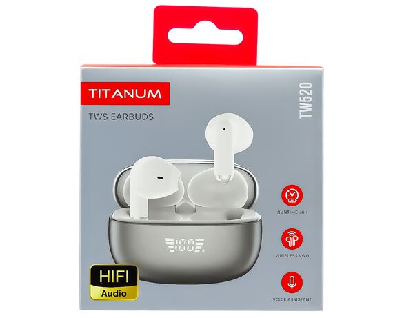 Навушники вставні бездротові з гарнітурою TITANUM TWS TW520 білі картинка 2 в Аврорі