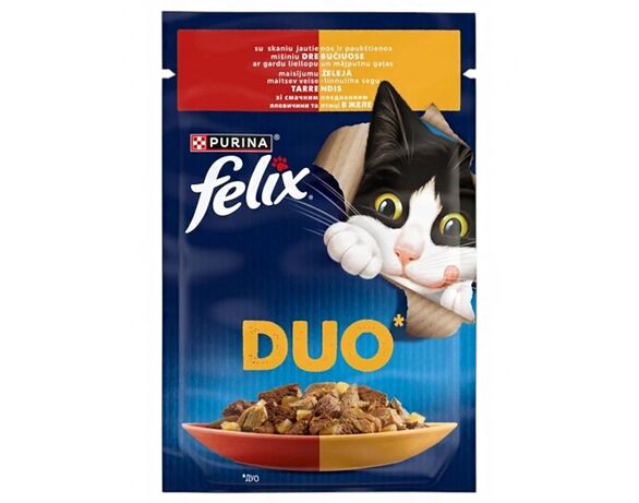 Корм для котів Felix Duo Яловичина+птиця пауч 85 г Аврора з доставкою