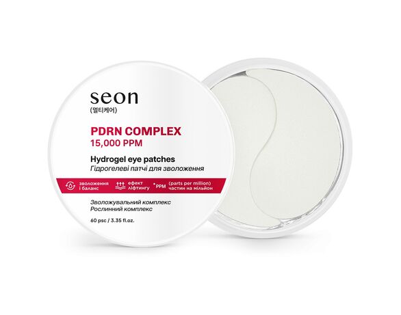 Патчі під очі гідрогелеві зволожуючі Seon з PDRN-комплексом 15,000 ppm 60 шт Аврора фото