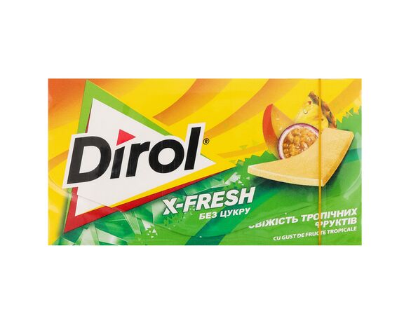 Гумка жувальна Dirol X-Fresh Свіжість тропічних фруктів, пластини 13,5 г Аврора фото