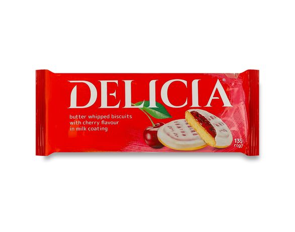 Печиво здобне збивне DELICIA зі смаком вишні 135 г Аврора фото