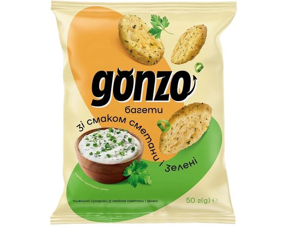 Сухарики пшеничні Gonzo Багети Сметана, зелень 50 г Аврора відгуки