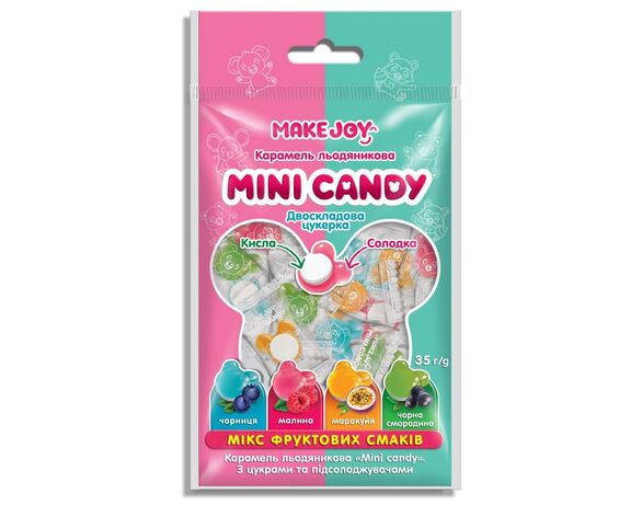 Набір карамелі льодяникової Make Joy Mini candy Фруктовий мікс 35 г Аврора недорого