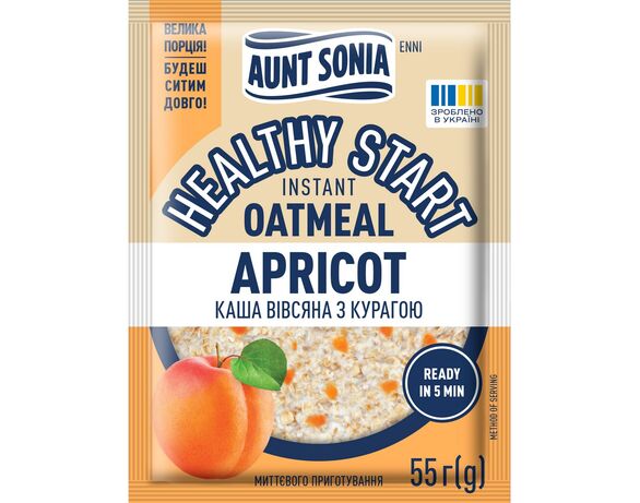 Каша вівсяна миттєвого приготування Aunt Sonia з курагою 55 г Аврора вартість