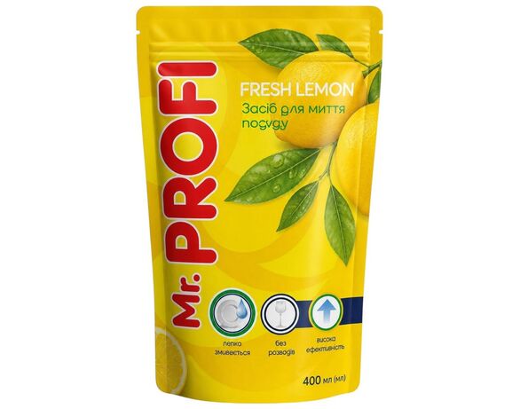 Засіб для миття посуду MR.PROFI FRESH LEMON дой-пак 400 мл Аврора ціна