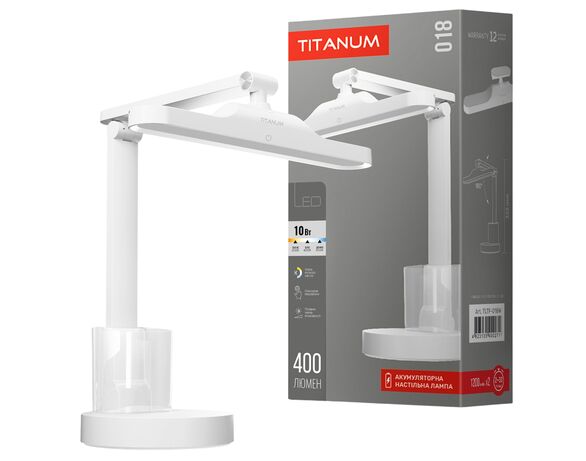Лампа настільна LED акумуляторна TITANUM TLTF-018W біла 10 Вт Аврора картинка 2 відгуки