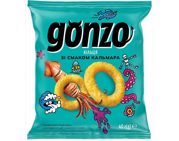 Кільця кукурудзяні Gonzo зі смаком кальмара 40 г Аврора з доставкою