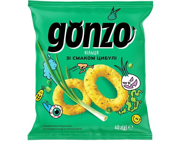 Кільця кукурудзяні Gonzo зі смаком цибулі 40 г Аврора купити