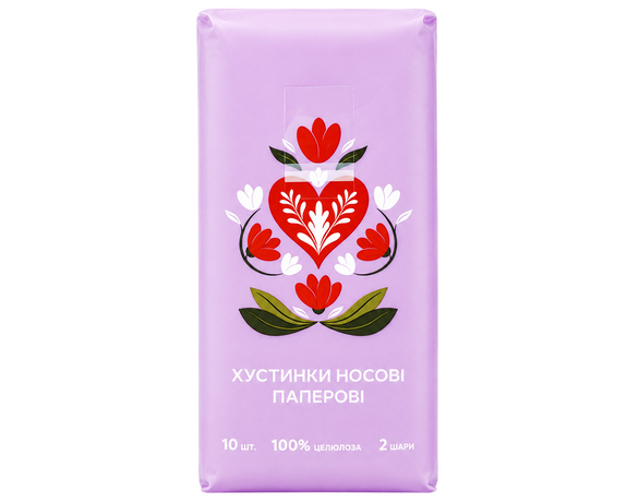 Хустинки носові паперові Аврора Червона рута білі 2 шари 10 шт/уп Аврора картинка 2 відгуки