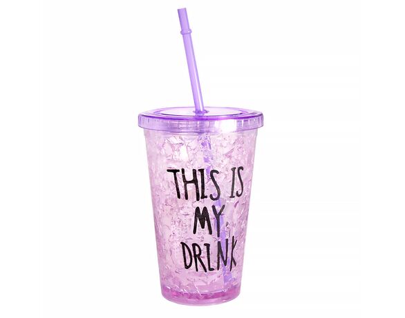 Стакан пластиковий з кришкою і трубочкою This is my drink Аврора